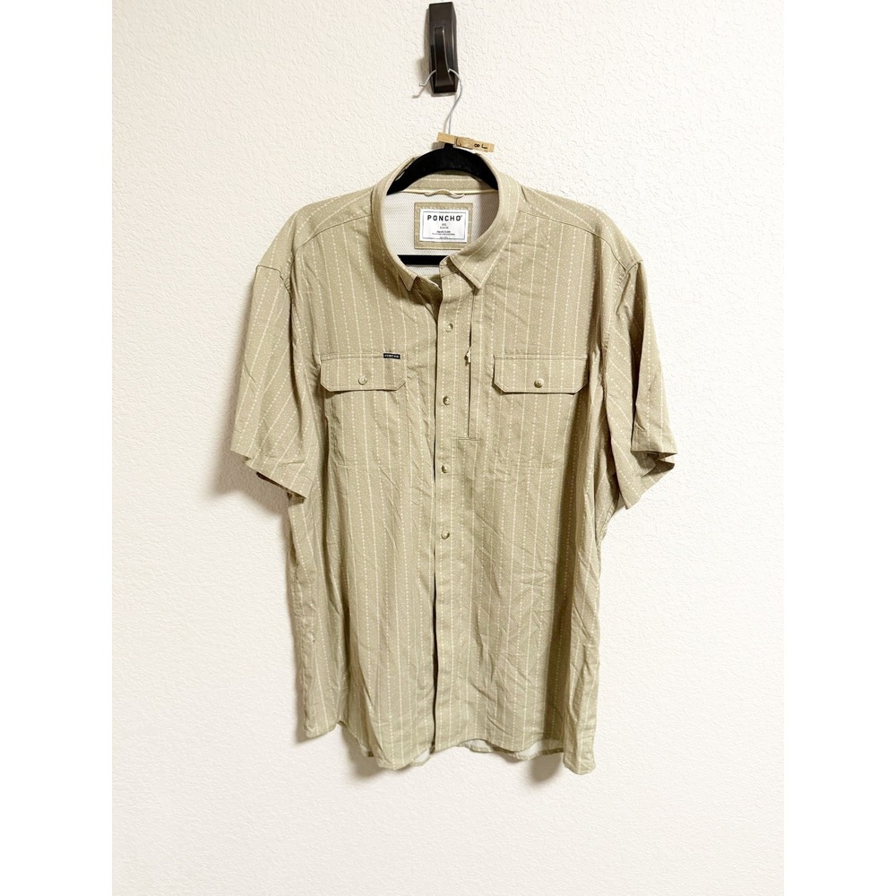 Poncho Mens The Fort Collins Short Sleeve Shirt Starry Green Haze Fishing XXL